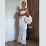 Purpdrank  Summer New Women's Fashion and Elegance Slim Fit Waist versatile Lace Bra Long Strap Dress