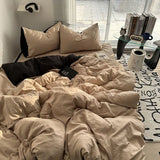 Purpdrank  Ins Bedding Simple Four Piece Set Bed Sheets Are Skin Friendly and Comfortable, Suitable for Home Use