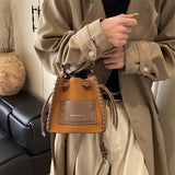 Purpdrank  Mini Drawstring Bucket Bags For Women 2025 Luxury Designer Purses And Handbags Casual Street Small Shoulder Cross Body Bag