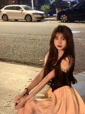 Purpdrank  Sweet Bubble Sleeve  Dress Women's Summer High Waist Short Skirt  Style Polyester Fiber Princess Gown Citywalk