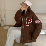 Purpdrank  Korean Vintage Parkas Jacket Women Winter New Loose Warm Thick Zipper Coat Fashion Casual All Match Streetwear Jacket Female