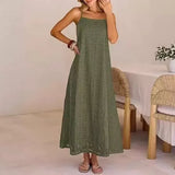 Purpdrank  Beach Casual Spaghrtti Strap Long Dress Women Summer Elegant Sleeveless Backless Lace Maxi Dresses Casual