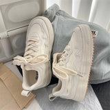 Purpdrank - Brand Leather Sneakers Women Designer Woman Spring Autumn Vulcanized Shoes Sneakers Lace Up Casual Ladies Flats Shoes INS New