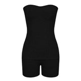 Purpdrank  Europe Women's Fashion Knitted Pit Strip Summer Solid Color Fashion Casual Suit 2 Pieces Matching Suit Tracksuits