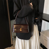 Purpdrank  Retro Women Underarm Shoulder Bag Flap Shape PU Leather Pure Color Armpit Bag 2024 New Luxury Designer Purses And Handbags