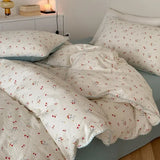 Purpdrank  Cotton four-piece set of aerobic double yarn cotton skin-friendly quilt cover small floral bed linen bed cover set