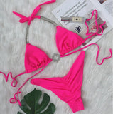 Purpdrank  Monocini Diamond Bow Micro Bikini Women Sexy Swimwear Bow Bandage Padded Swimsuit Women Bathing Suit Beachwear