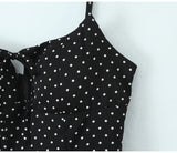 Purpdrank  Sexy Spaghetti Strap Dress for Women Summer Black Polka Dots Lace Edge A-line Slim Slip Dresses Female Bow Lace-up Beach Dress