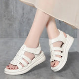 Purpdrank  Rome Style Women's Summer Sandals Retro Style Hook Loop Ladies Shoes Soft Pu Leather Thick Sole Comfortable Leisure Breathable