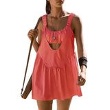 Purpdrank  Women Tennis Workout Mini Dress with Built in Bra and Shorts Set Summer Cut Out Sleeveless Athletic Golf Dress