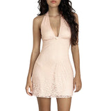 Purpdrank  Sexy Lace Dress Women Summer Deep V Neck Sleeveless Backless Bodycon Mini Dress 2000s Evening Party Dresses Streetwear