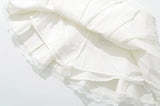 Purpdrank  Holiday Front Cross Lacing up Bandage Bow Zipper Waist Mini Skirt Women White Spliced Lace Hem Ruched Swing A-lined Skirts Black