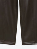Purpdrank  European style new women's fashionable and versatile simple solid color faux leather straight leg pants