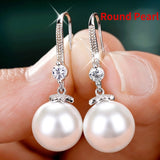 Purpdrank - Exquisite Fashion Silver Color Water Imitation Pearls Drop Earrings for Women Shiny Red Green Round Imitation Pearls Earrings
