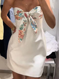 Purpdrank  Chic Bow Printed Sleeveless Mini Dress Fashion Women Zipper Backless Slim Short Dresses 2025 Summer Vacation Evening Vestidos