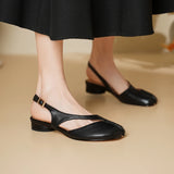 Purpdrank   Summer New Leather Low Heel Tabi Split Toe Shoes Women Single Shoes Lazy Slip on Design Footwear Leather Shoes Lady Sandals