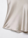 Purpdrank  Backless Suspenders Heart Shaped Collar Satin Textured Top Women's Summer Gentle Temperament Solid Color Self Cultivation Sling