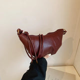 Purpdrank  Retro Brown  Crossbody Bag for Women Versatile Autumn Winter Faionable Cow Horn Bag Single oulder Soft PU Leather