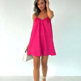 Purpdrank  Thin beach skirt casual backless short commuter summer suspender dress lady