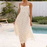 Purpdrank  Sexy Women Floral Print Long Dress Summer Sleeveless A-line Dresses Ladies Vacation Dress Backless Beach Dresses