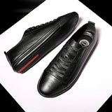 Purpdrank  Split Leather Men Casual Flats Vulcanized Shoes Classic Fashion Outdoor Man Walking Shoes Spring Summer Sneakers Tenis Masculino