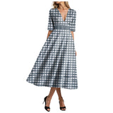 Purpdrank  Dresses Woman Party Ruffle Large Swing Prom Gown Dress Half Sleeve V Neck Elegant Long Dress Plus Size Loose Elegant Dress