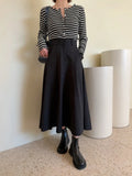 Purpdrank  2025 New Vintage Women's Straight Skirts Pockets Spring Summer High Waist Solid Loose Button A-line Skirts for Women