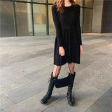 Purpdrank  Knitted Dress for Women in Autumn Winter French Temperament Waist-hugging Base Underwear with Coat Sweater Skirt