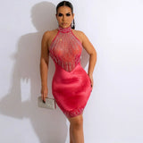 Purpdrank  Sexy Mesh Sheer Patchwork Party Birthday Dresses Women Nightclub Backless Velvet Crystal Rhinestone Bodycon Mini Dress Christmas