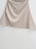 Purpdrank  Sexy Solid Satin Fish bone Corset Style Ruched Chest Strapless Dress Women Hem Asymmetrical Off Shoulder Tube top Party Robe