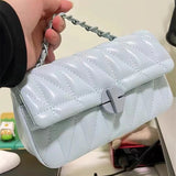Purpdrank  Embroidery Thread Chain Crossbody Bags For Women 2023 Latest Luxury Designer Handbag PU Leather Street Shoulder Bag Bolsos