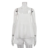 Purpdrank  Spring/summer 2025 Cotton Casual Suit Women's Solid Color Sleeveless Loose Suspender Top and Shorts Two-piece Suit