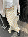 Purpdrank  Women'S Fashion Sexy Long Skirt Casual Slim Y2K Plaid Print Maxi Skirt Party Club Street Spring Summer Outfit Wholesale