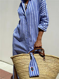 Purpdrank  Women's Mid-Striped Sve Cardigan Lapel irt Dr Cusizable Workwear Design Service Personalized Faion Cus Made