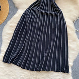 Purpdrank  Summer Vintage Striped Women's Knitted Dresses 2025 New Sleeveless Casual Straight Knitwear A-Line Dress Female