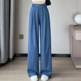 Purpdrank  Vintage Thin Denim Loose Women's Wide Leg Pant 2025 New High Waist Button Straight Casual Full Length Trousers Female