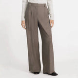 Purpdrank   Light Brown Striped Wide Leg Pants Business Formal High Waist Comfortable Pants Wide Leg Suit Pants