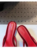 Purpdrank  Red Satin Kitten Heel Design Slippers Women Summer Sexy Clip Toe Brand Flip Flops Comfort Square Toe Outdoor Casual Beach Shoes
