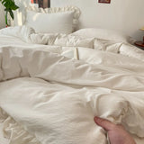 Purpdrank  Princess Bedding Sets INS Ruffle Lace Bow Quilt Cover Romantic Bedclothes Woman Girls Bedroom Decor Duvet Cover постельное белье