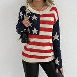 Purpdrank  Women's Sweaters Autumn Winter Fashion Comfortable 2025 USA Print Long Sleeve Round-Neck Daily Sweaters