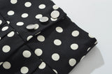 Purpdrank  New CHIC Black with White Polka Dot Print Buttons Low Waist Pleated Mini Skirt Women Sexy Skater Skirts With Shorts lining