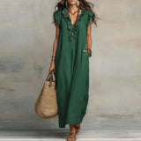 Purpdrank  Summer Hot Butterfly Sleeveless Vacation Beach Dress Woman Spring V Neck Ruffles Pocket Long Dress Casual Boho Maxi Dresses