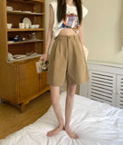 Purpdrank  Korean  Cotton Casual Shorts Women Casuial  Wide Leg Straight Short Pans Women Summer All Match Streetwear Bottoms New