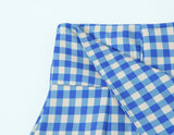 Purpdrank  Fashion Women Blue Plaid Slit High Waist Skirt Women Side Zipper Package Hips A-line Short Skirts Femme