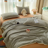 Purpdrank  Summer Quilt Four Piece Set Floral Printed Soft Bedroom Decor Bedding Set Summer Quilt Bed Sheet With Pillowcases Home Textiles