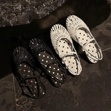 Purpdrank   New Fashion Style Low Heels Bottom Sandals Breathable Woven Toe Cover Holiday Vacation Retro Roman Shoes Women Ankle Strap