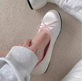 Purpdrank  Shallow Mouth Moccasin Shoes Round Toe Bow-Knot Autumn Female Footwear Casual Sneaker Moccasins New Butterfly Fall Dress Lace-Up