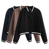 Purpdrank  Jacket Women Pockets Cropped Bomber Jackets Cardigan Long Sleeve Coats Autumn Office Lady Outerwear Trends Short Tops