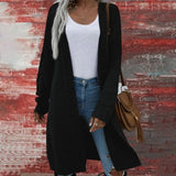 Purpdrank  Women's Casual Long Knitted Cardigan round Ne ort Sve Street Sle Regular Fit Long Sweater for Young Women 25-29