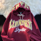 Purpdrank  Women's American-Style Blockbuster Hip Hop Fashion Foaming Letter Hooded Sweater Vintage Hong Kong Chic Coat New